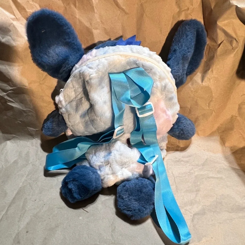 Disney Stitch 14in Plush Backpack Blue Tie-Dye Pastel Sparkle Star 14888FB014